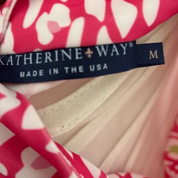 NWOT-Katherine Way Pink print Zip Front Dress Made in the USA. - Picture 5 of 5